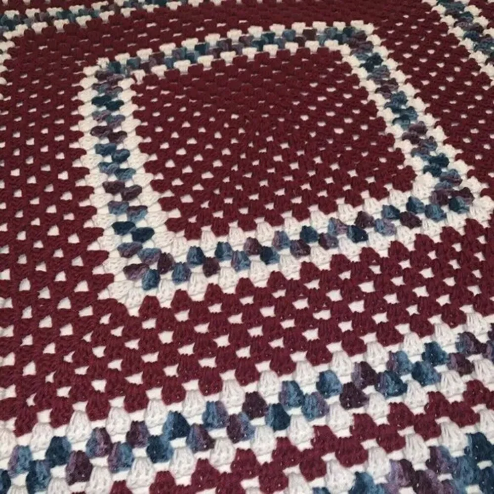 Vintage Handmade Granny Square Crochet Afghan Blanket‎ Lap Throw 44